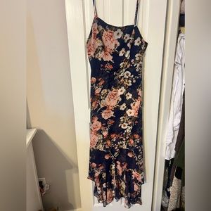 LULUS navy floral high low dress